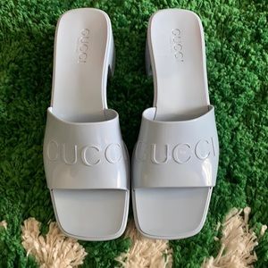 Gucci blue rubber Platform Sandals